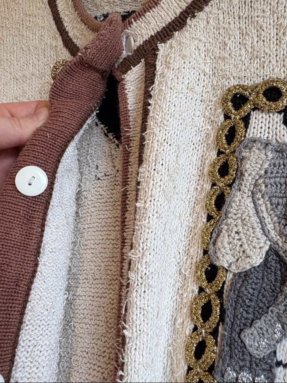 The Collective Works of Beaek | Cream Safari Animal Cardigan Size Large - Picture 4 of 7